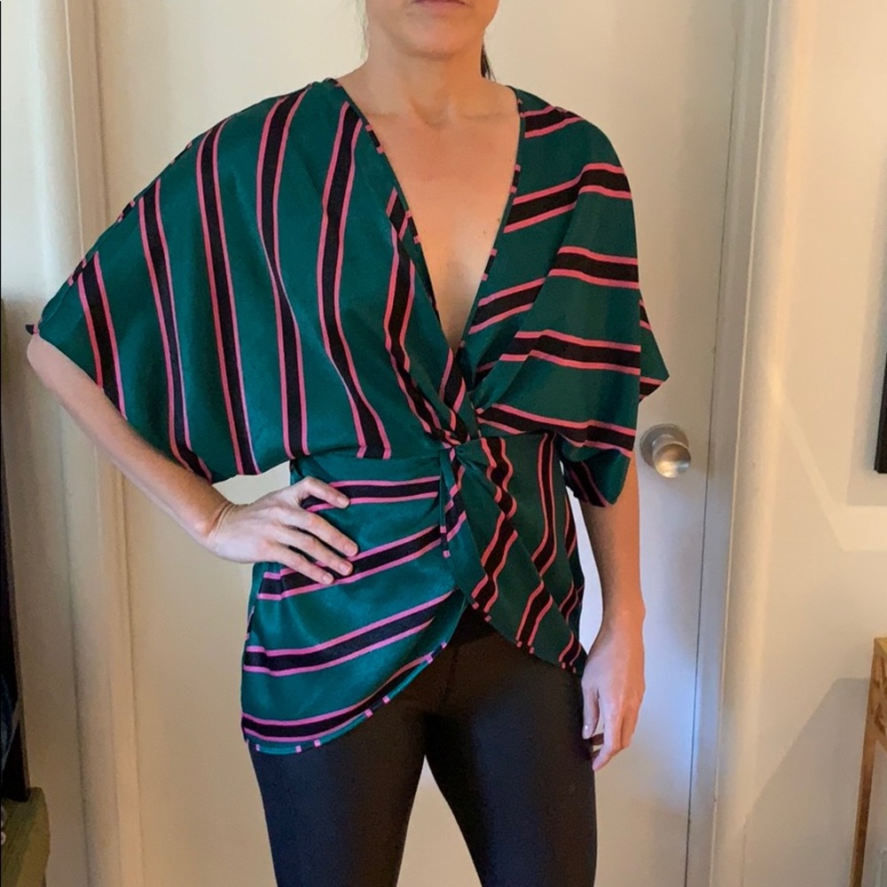 Asos plunge green/pink top